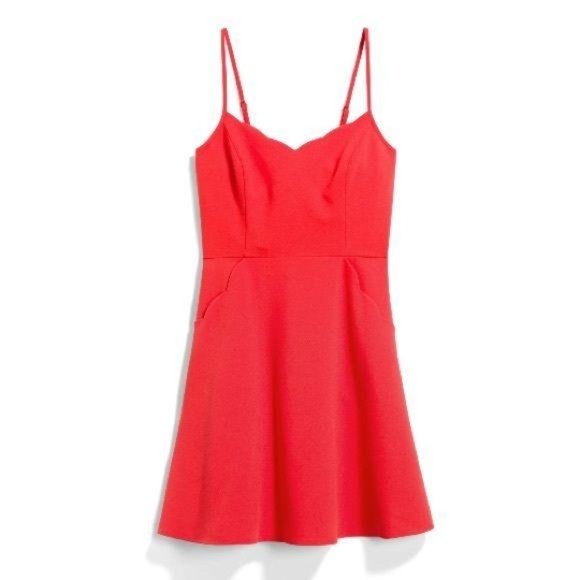 Market & Spruce Dresses & Skirts - Crissie Red Scallop Neckline A-line Dress NWOT